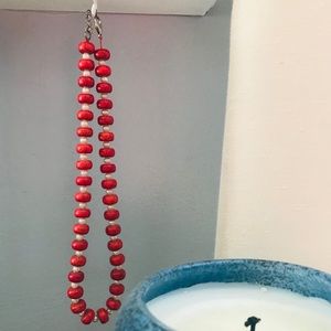 Red Turquoise & Pearl Stone Necklace